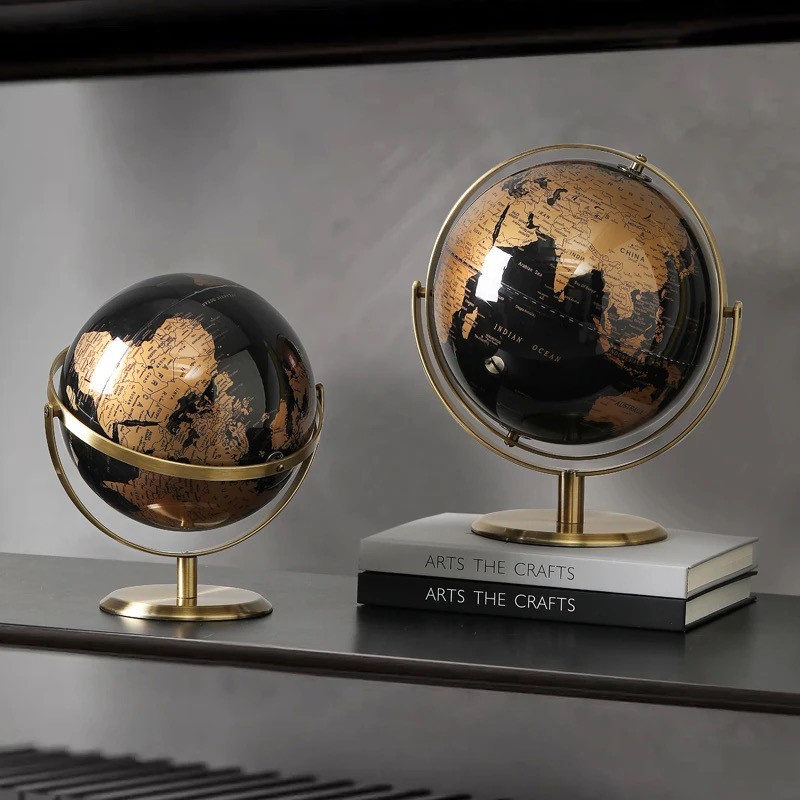 720° Rotating 30cm Metal Base World Map